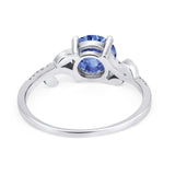 Leaf Style Wedding Ring Round Simulated Cubic Zirconia 925 Sterling Silver