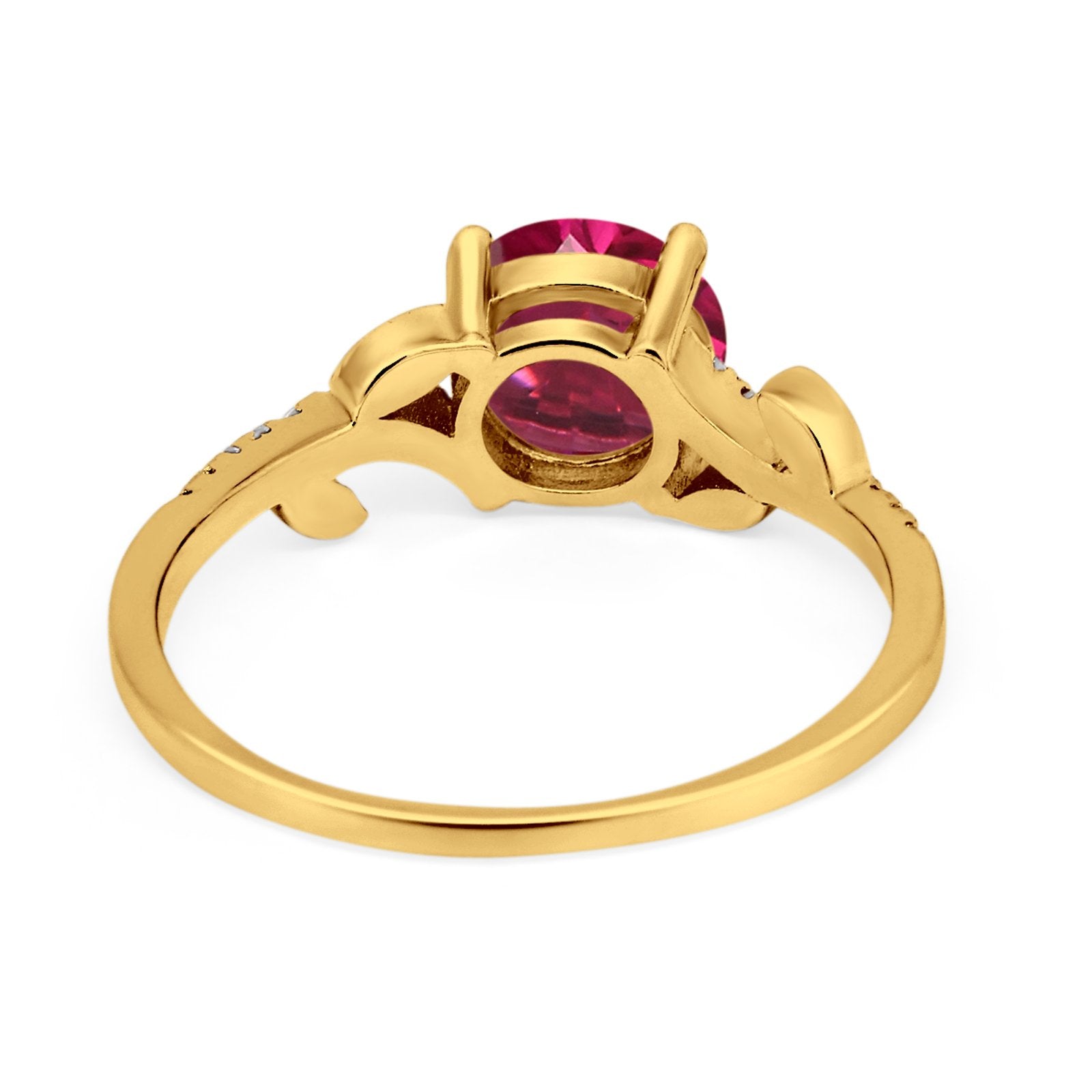 Leaf Style Wedding Ring Round Simulated Cubic Zirconia 925 Sterling Silver