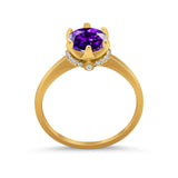 Art Deco Engagement Ring Round Simulated Cubic Zirconia 925 Sterling Silver