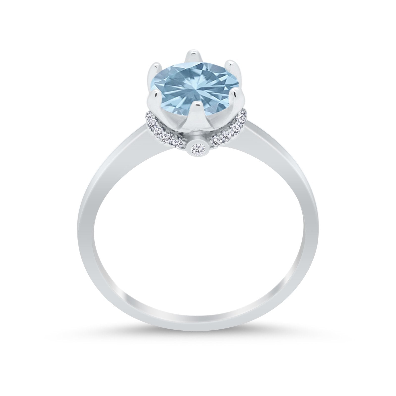 Art Deco Engagement Ring Round Simulated Cubic Zirconia 925 Sterling Silver