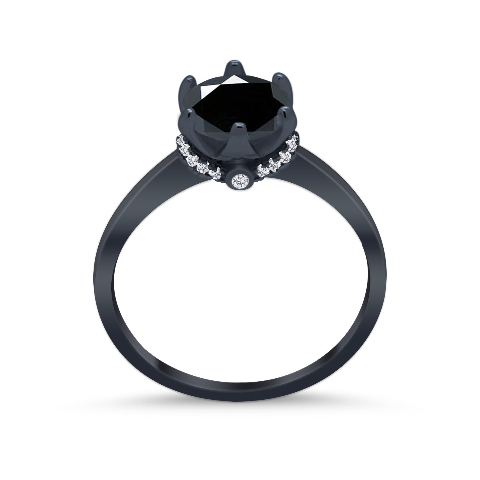 Art Deco Engagement Ring Round Simulated Cubic Zirconia 925 Sterling Silver