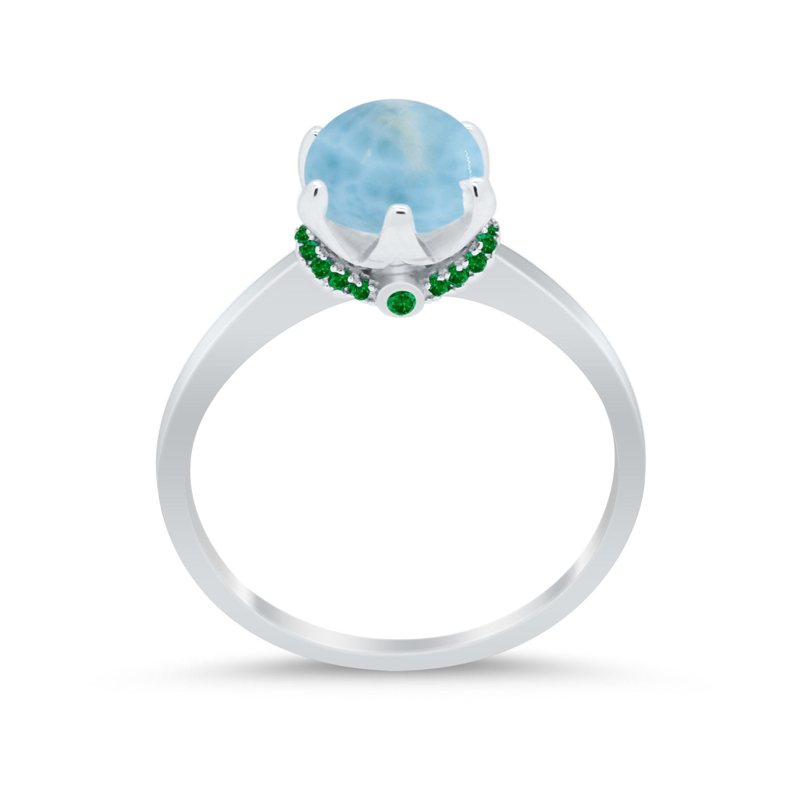 Simulated Emerald Accent Cubic Zirconia 925 Sterling Silver Wedding Ring