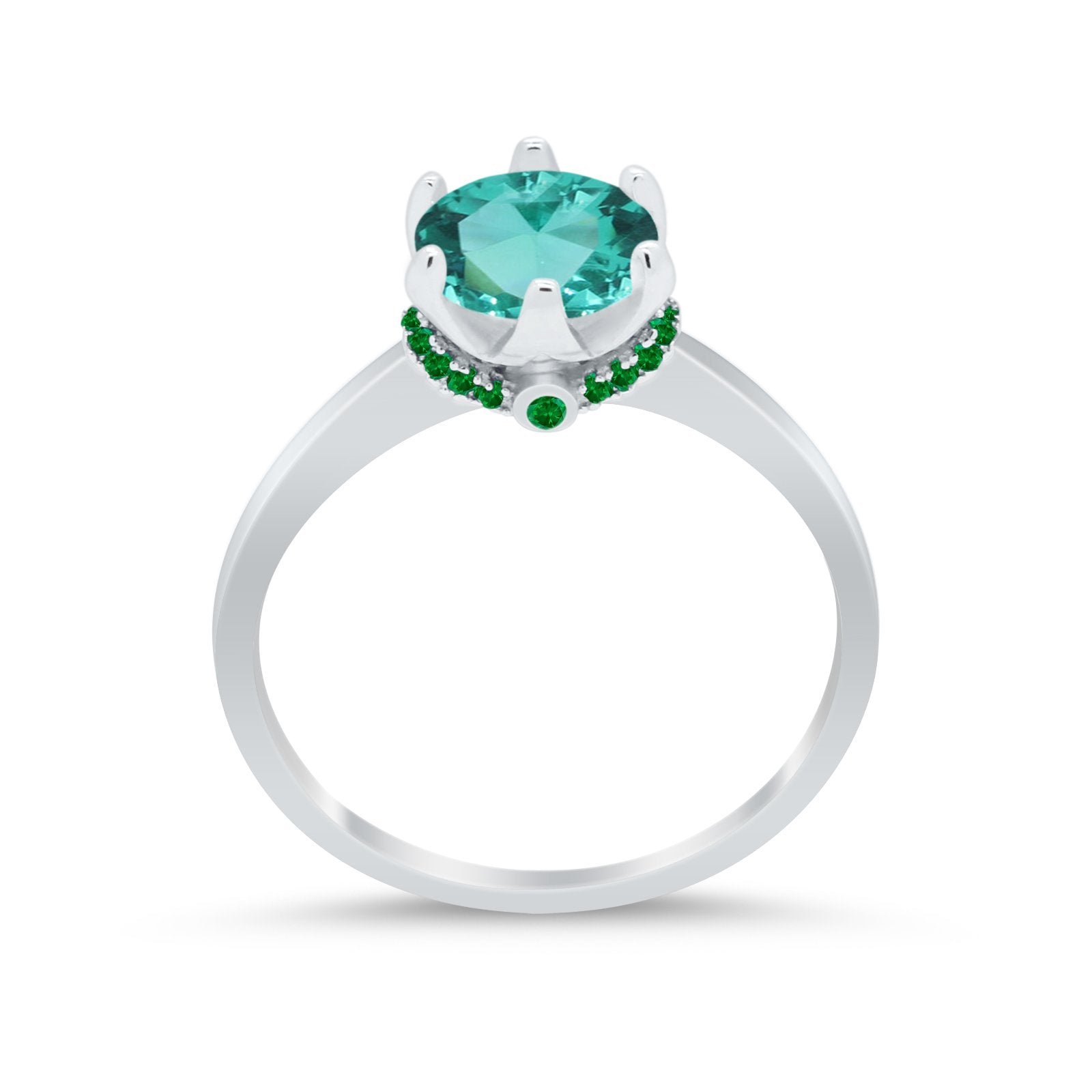 Simulated Emerald Accent Cubic Zirconia 925 Sterling Silver Wedding Ring