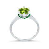 Simulated Emerald Accent Cubic Zirconia 925 Sterling Silver Wedding Ring