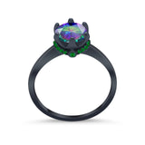 Simulated Emerald Accent Cubic Zirconia 925 Sterling Silver Wedding Ring
