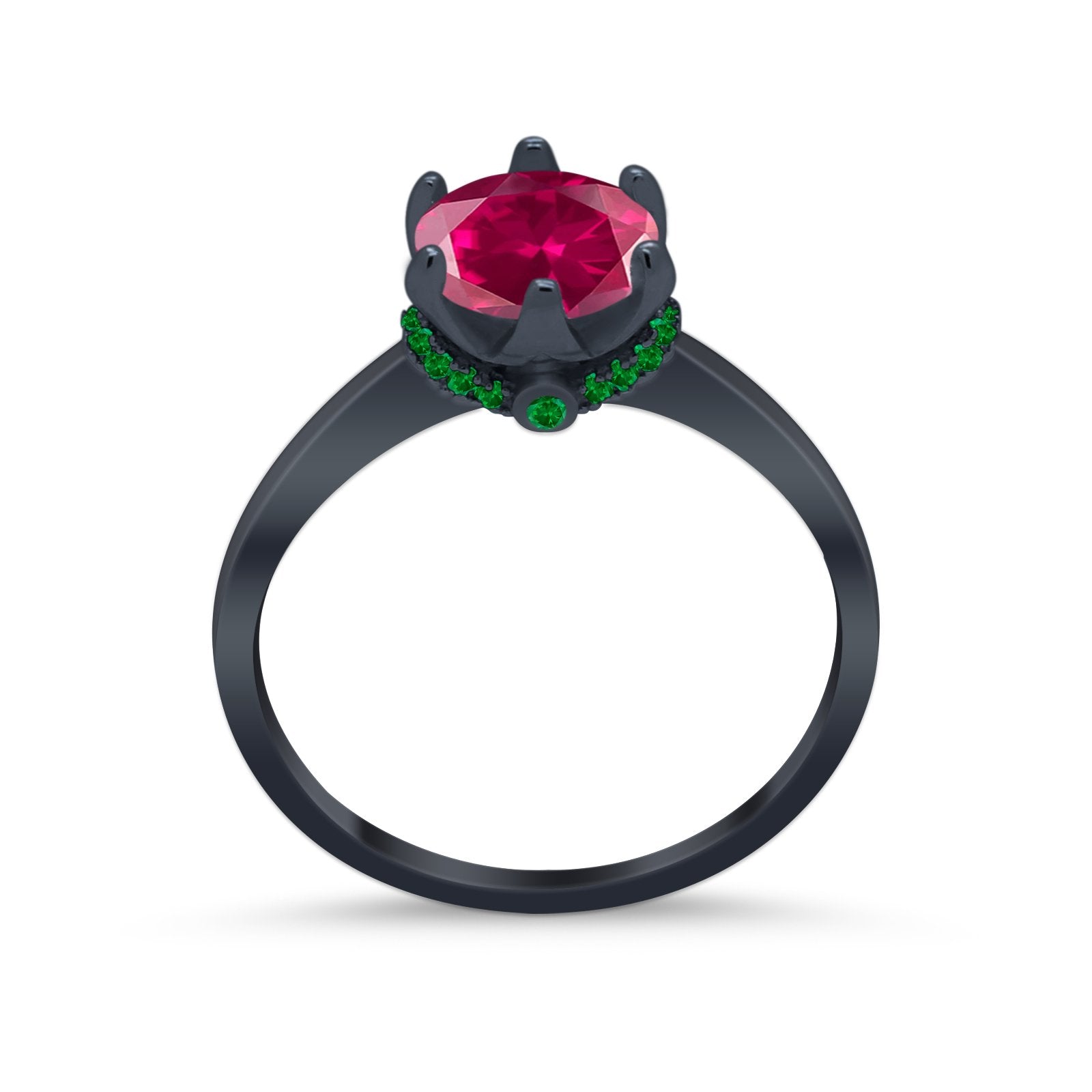 Simulated Emerald Accent Cubic Zirconia 925 Sterling Silver Wedding Ring