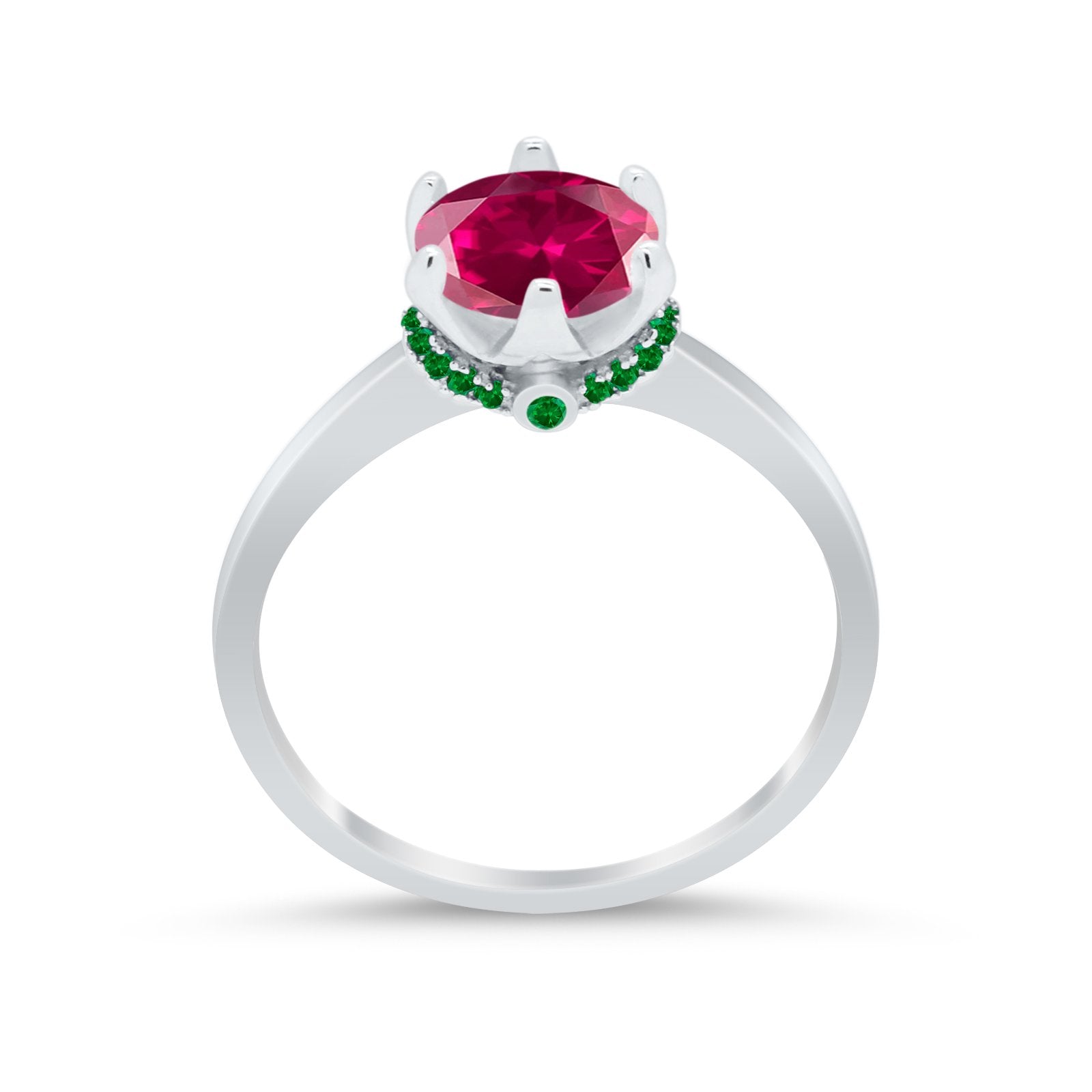 Simulated Emerald Accent Cubic Zirconia 925 Sterling Silver Wedding Ring