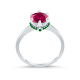 Simulated Emerald Accent Cubic Zirconia 925 Sterling Silver Wedding Ring