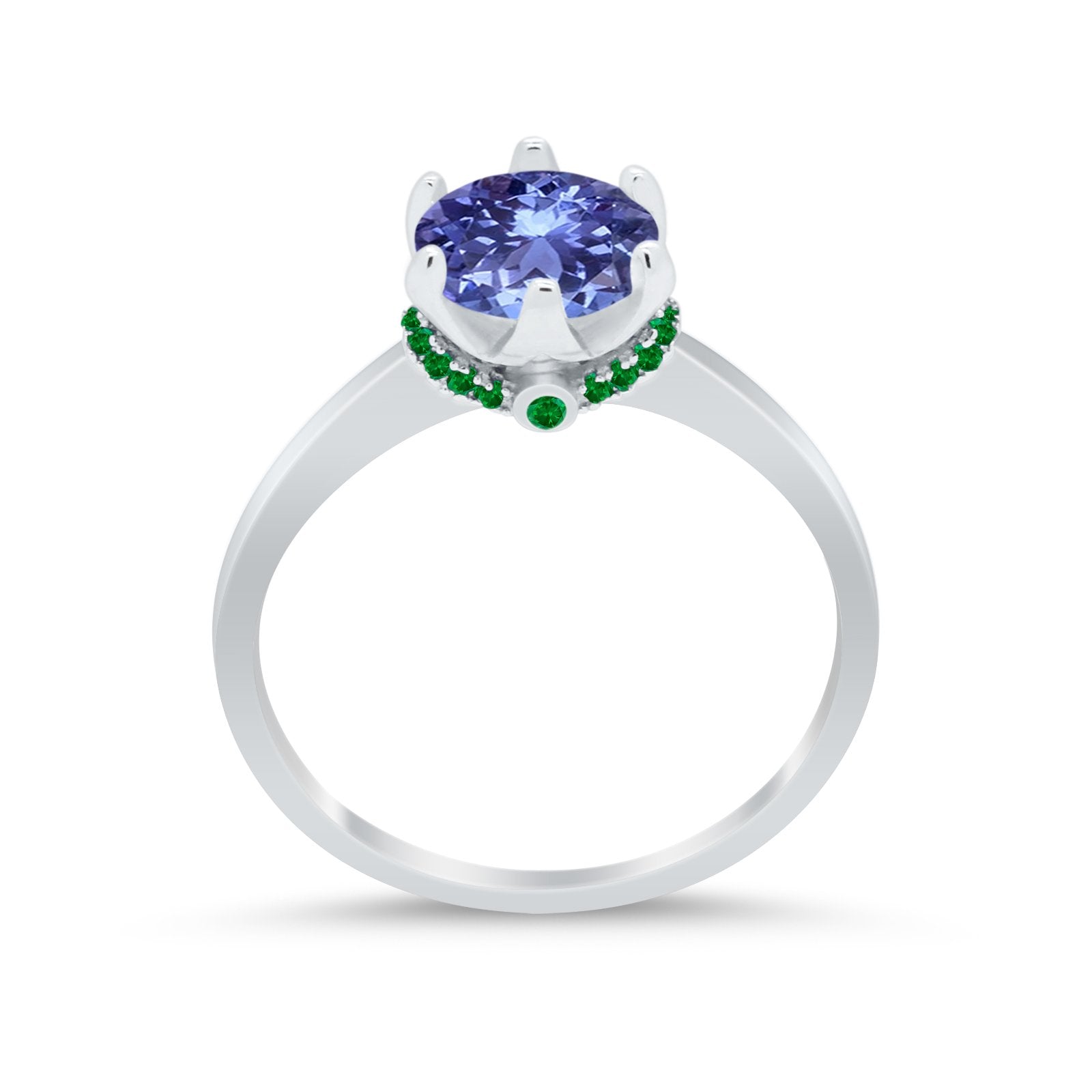Simulated Emerald Accent Cubic Zirconia 925 Sterling Silver Wedding Ring