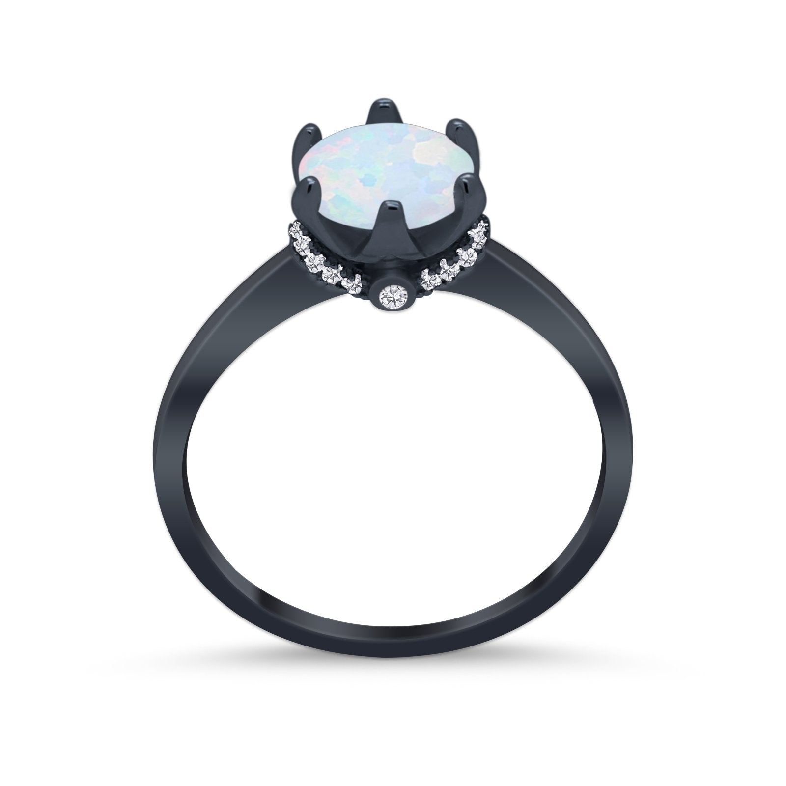 Art Deco Engagement Ring Round Simulated Cubic Zirconia 925 Sterling Silver