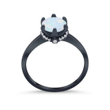 Art Deco Engagement Ring Round Simulated Cubic Zirconia 925 Sterling Silver