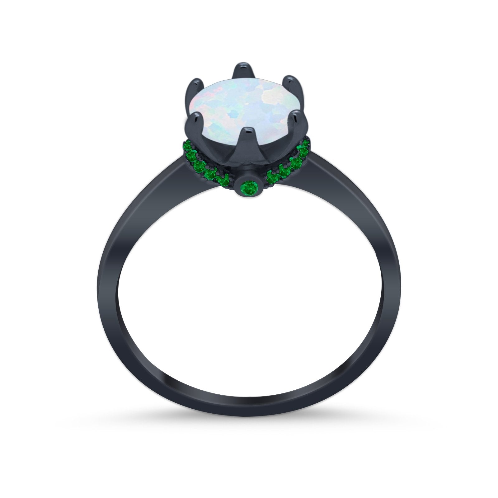 Simulated Emerald Accent Cubic Zirconia 925 Sterling Silver Wedding Ring