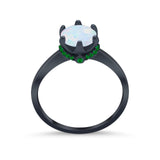 Simulated Emerald Accent Cubic Zirconia 925 Sterling Silver Wedding Ring