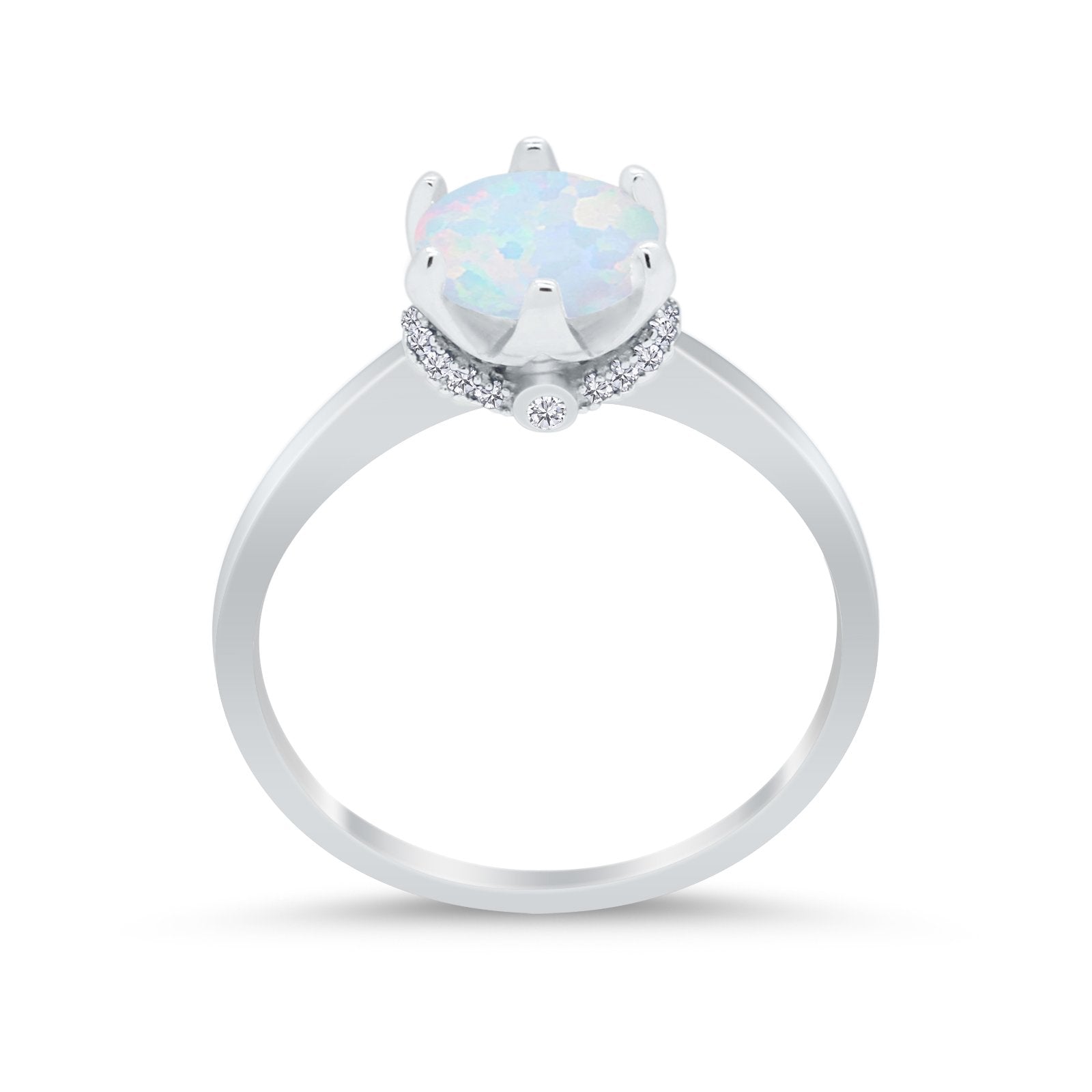 Art Deco Engagement Ring Round Simulated Cubic Zirconia 925 Sterling Silver
