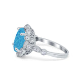 Large Oval Art Deco Wedding Ring Simulated Cubic Zirconia 925 Sterling Silver