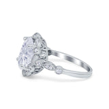 Large Oval Art Deco Wedding Ring Simulated Cubic Zirconia 925 Sterling Silver