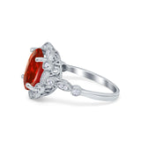 Large Oval Art Deco Wedding Ring Simulated Cubic Zirconia 925 Sterling Silver