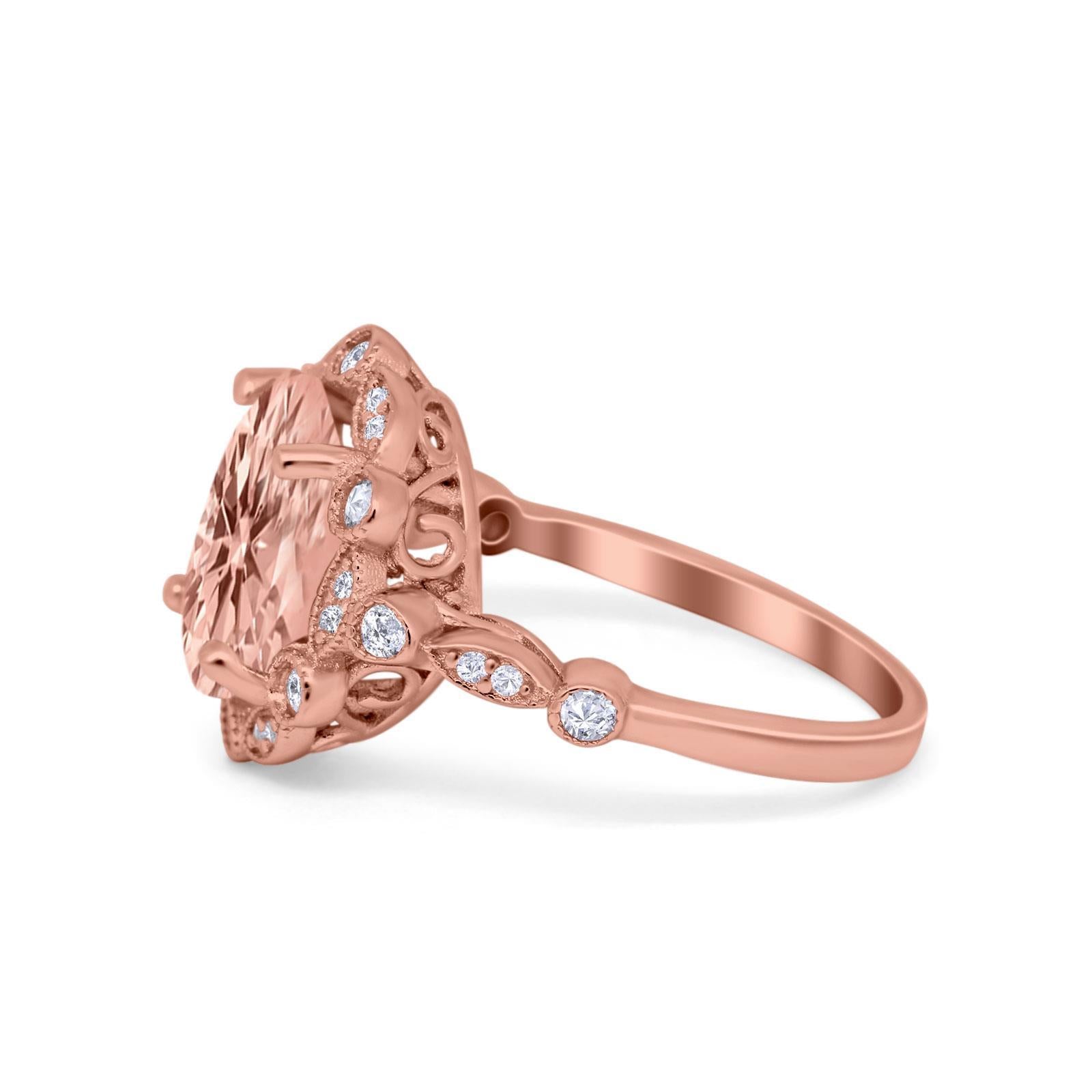 Large Oval Art Deco Wedding Ring Simulated Cubic Zirconia 925 Sterling Silver