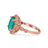 Large Oval Art Deco Wedding Ring Simulated Cubic Zirconia 925 Sterling Silver