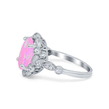 Large Oval Art Deco Wedding Ring Simulated Cubic Zirconia 925 Sterling Silver