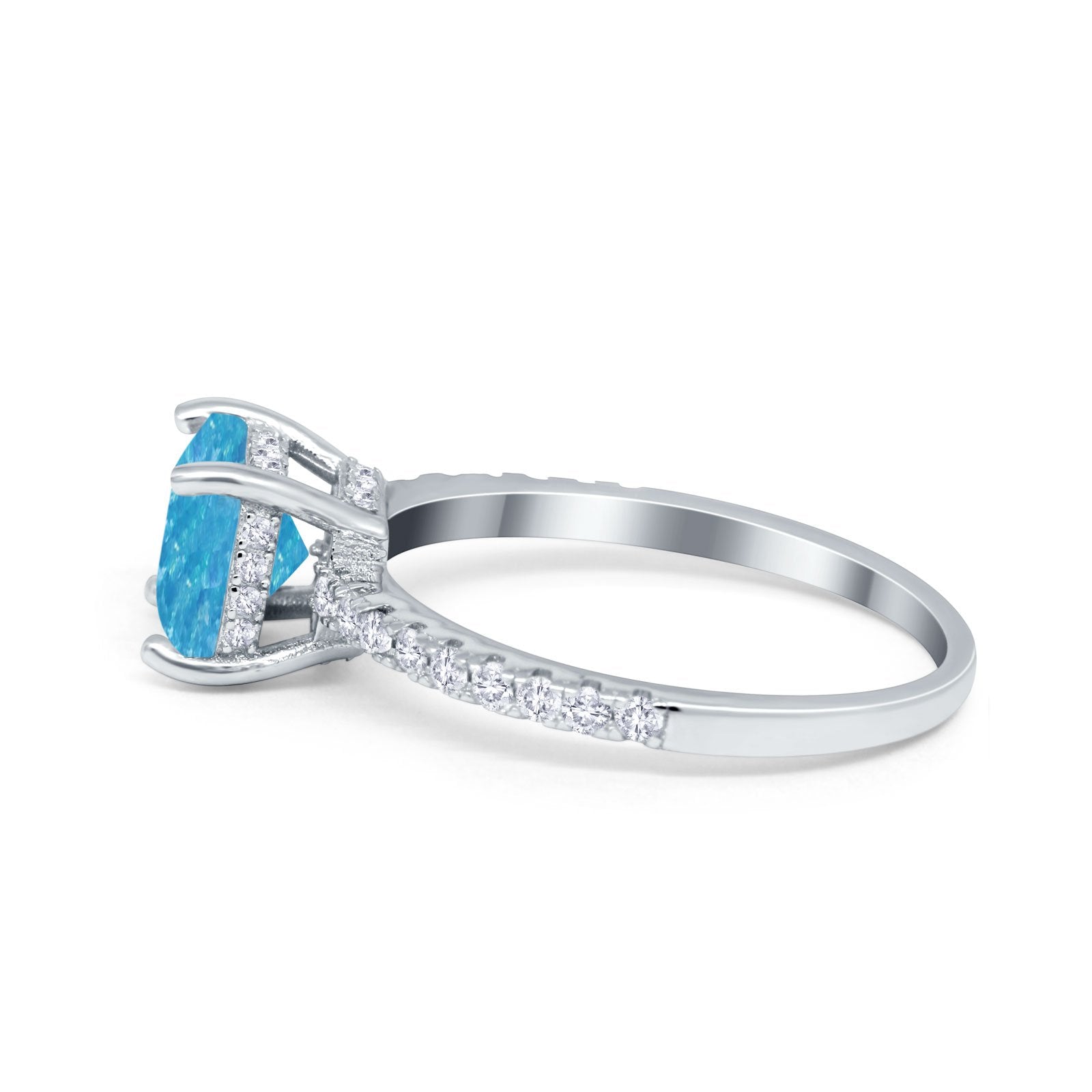 Vintage Cushion Cut Engagement Ring Simulated Cubic Zirconia 925 Sterling Silver