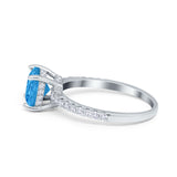 Vintage Cushion Cut Engagement Ring Simulated Cubic Zirconia 925 Sterling Silver