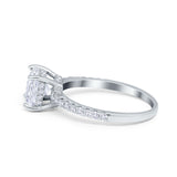 Vintage Cushion Cut Engagement Ring Simulated Cubic Zirconia 925 Sterling Silver