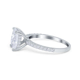 Art Deco Radiant Cut Engagement Ring Simulated Cubic Zirconia 925 Sterling Silver