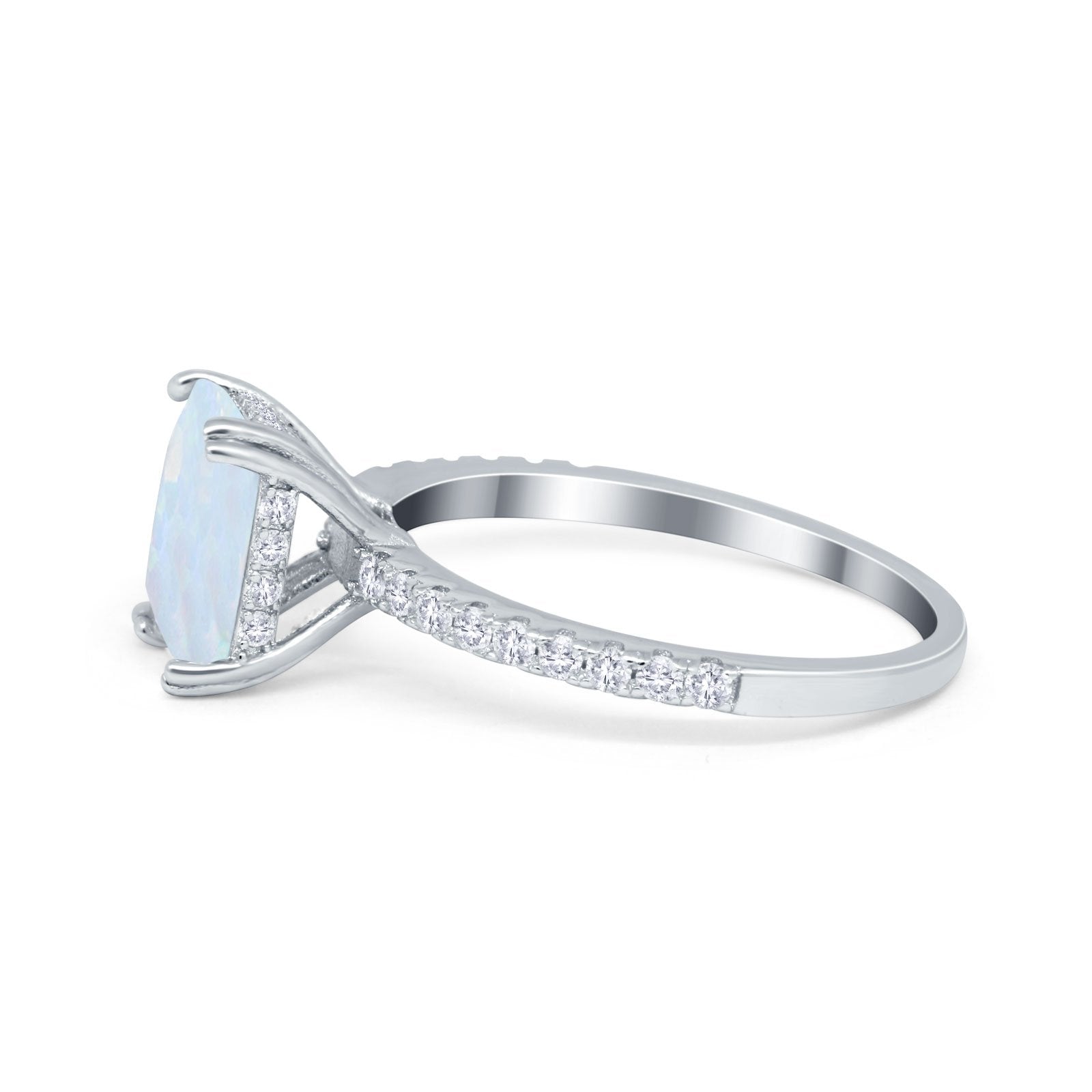 Art Deco Radiant Cut Engagement Ring Simulated Cubic Zirconia 925 Sterling Silver