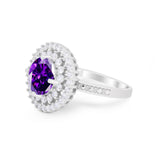 Halo Cocktail Wedding Engagement Ring Round Cubic Zirconia 925 Sterling Silver