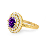 Halo Cocktail Wedding Engagement Ring Round Cubic Zirconia 925 Sterling Silver