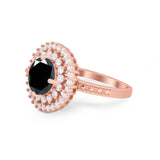 Halo Cocktail Wedding Engagement Ring Round Cubic Zirconia 925 Sterling Silver