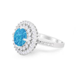 Halo Cocktail Wedding Engagement Ring Round Cubic Zirconia 925 Sterling Silver
