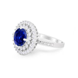 Halo Cocktail Wedding Engagement Ring Round Cubic Zirconia 925 Sterling Silver