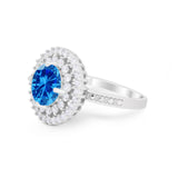 Halo Cocktail Wedding Engagement Ring Round Cubic Zirconia 925 Sterling Silver