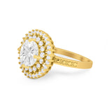 Halo Cocktail Wedding Engagement Ring Round Cubic Zirconia 925 Sterling Silver
