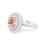 Halo Cocktail Wedding Engagement Ring Round Cubic Zirconia 925 Sterling Silver