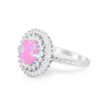 Halo Cocktail Wedding Engagement Ring Round Cubic Zirconia 925 Sterling Silver