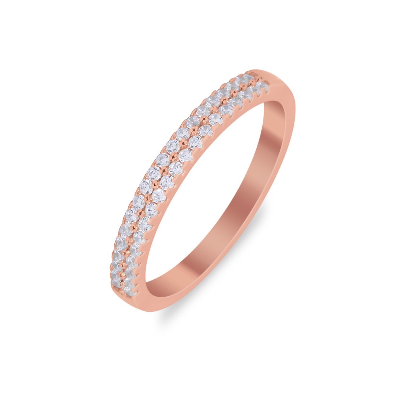 Wedding Thumb Ring Double Row Pave Simulated Cubic Zirconia 925 Sterling Silver
