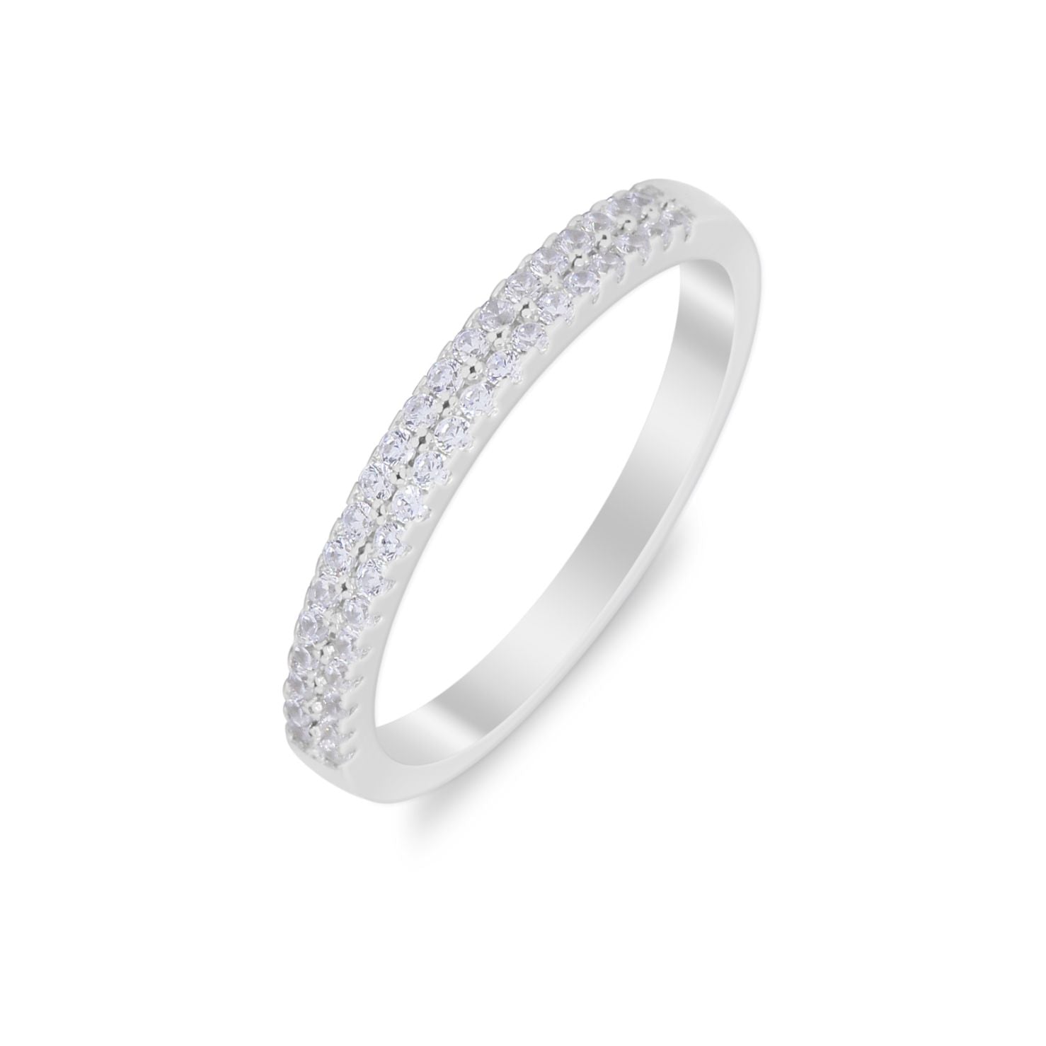 Wedding Thumb Ring Double Row Pave Simulated Cubic Zirconia 925 Sterling Silver