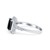 Halo Radiant Cut Wedding Ring Simulated Cubic Zirconia 925 Sterling Silver
