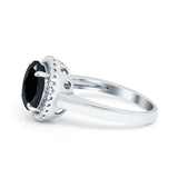 Halo Engagement Ring Large Round Simulated Cubic Zirconia 925 Sterling Silver