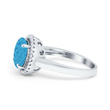 Halo Engagement Ring Large Round Simulated Cubic Zirconia 925 Sterling Silver
