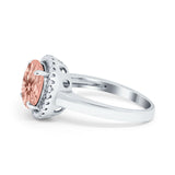 Halo Engagement Ring Large Round Simulated Cubic Zirconia 925 Sterling Silver