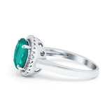 Halo Engagement Ring Large Round Simulated Cubic Zirconia 925 Sterling Silver