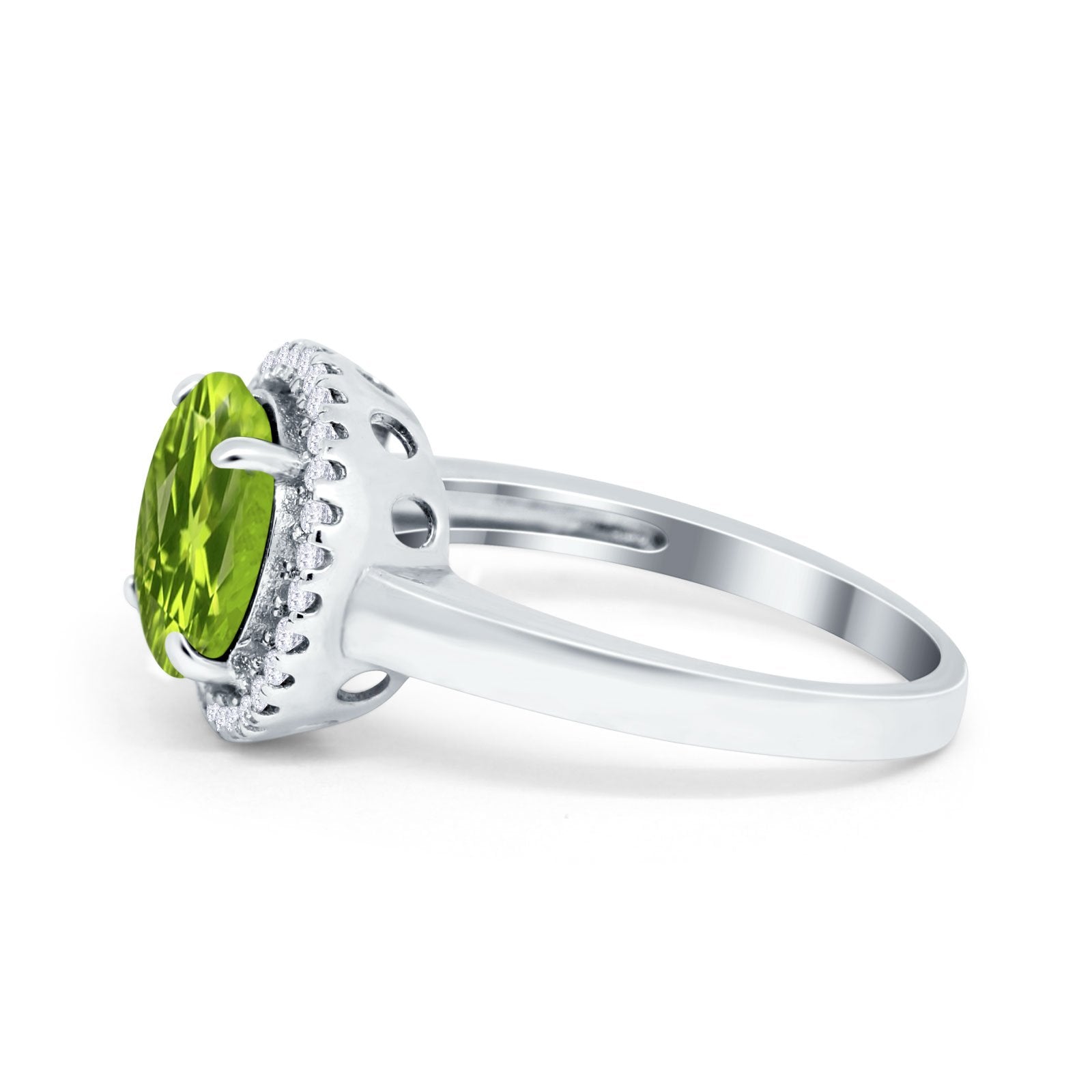 Halo Engagement Ring Large Round Simulated Cubic Zirconia 925 Sterling Silver