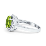 Halo Engagement Ring Large Round Simulated Cubic Zirconia 925 Sterling Silver