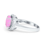 Halo Engagement Ring Large Round Simulated Cubic Zirconia 925 Sterling Silver