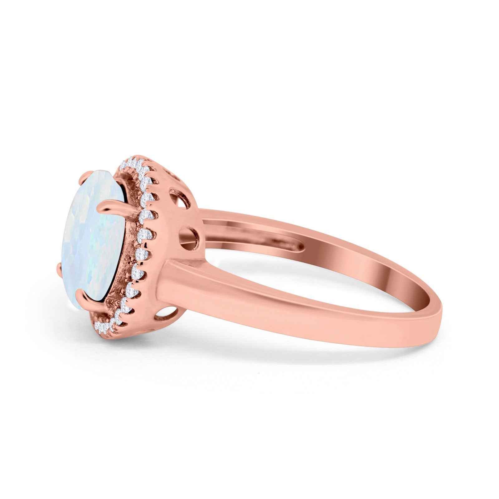 Halo Engagement Ring Large Round Simulated Cubic Zirconia 925 Sterling Silver