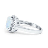Halo Engagement Ring Large Round Simulated Cubic Zirconia 925 Sterling Silver